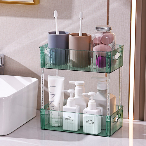 Light luxury cosmetics storage rack, transparent desktop storage box, multi-layer storage rack, bathroom sink top dressing table rack
