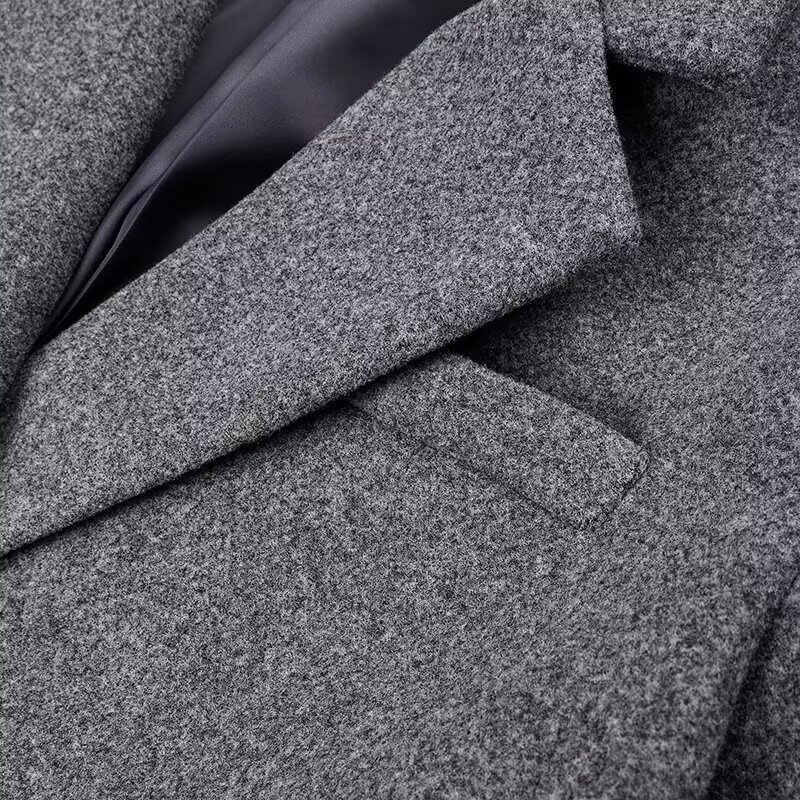 Women's Clothing autumn new women's woolen coat, extended button loose large version windbreaker_voghion.com