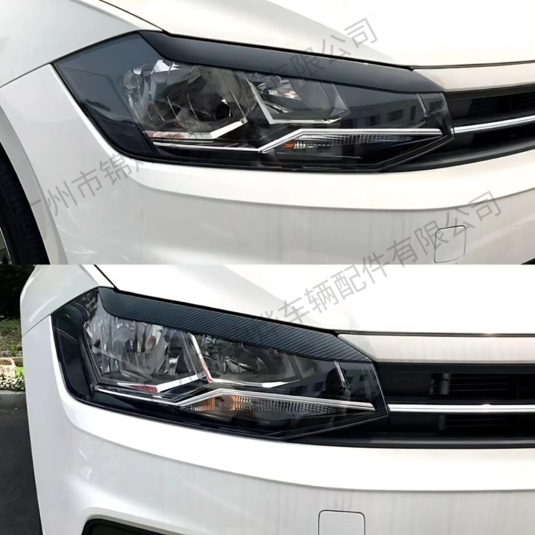 Suitable for 2017-2024 Volkswagen Polo Modified Headlight Eyebrow Appearance Decorative Strip Stickers Cross-Border Accessories