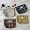 ins Korean Cosmetic lattice clutch bag Wash bag capacity Cloth Storage bag Mobile phone bag Plaid