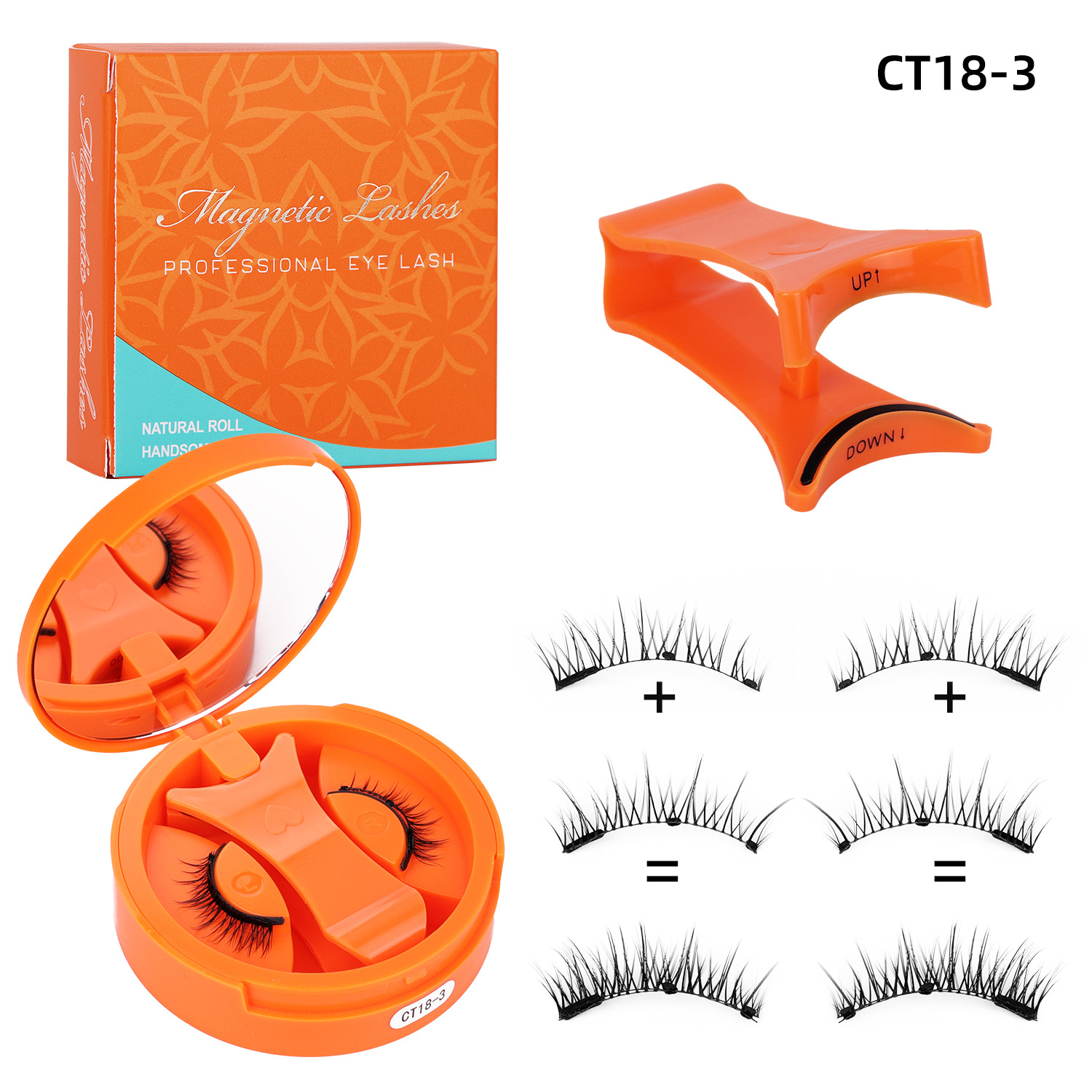 Juego de Pestañas Postizas Magnéticas de 2 Pares de Fibra de Alta Calidad para Maquillaje