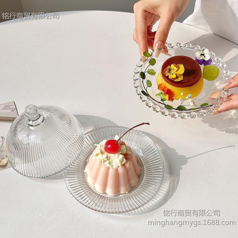 Cake Tray Glass Cover small size French Dessert Dessert Dessert Plate Biscuit Fruit Plate Cover Plate Mini Display Stand