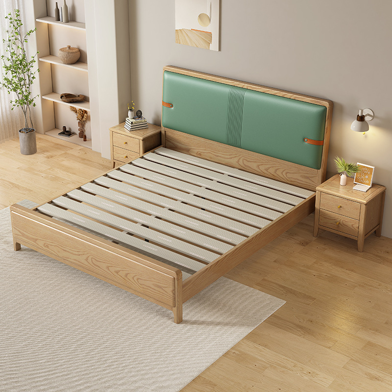 Madera de cera blanca cama de madera maciza moderna simple de 1.5m cama de matrimonio cama doble lujosa nueva cama de 1.8 bolso suave