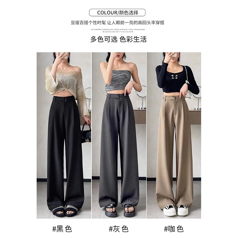 Pantalones de trajes negros de alta sensación de caída para mujeres 2024 primavera y otoño 2024 nuevo estilo recto sensación de caída de piernas anchas pantalones de verano