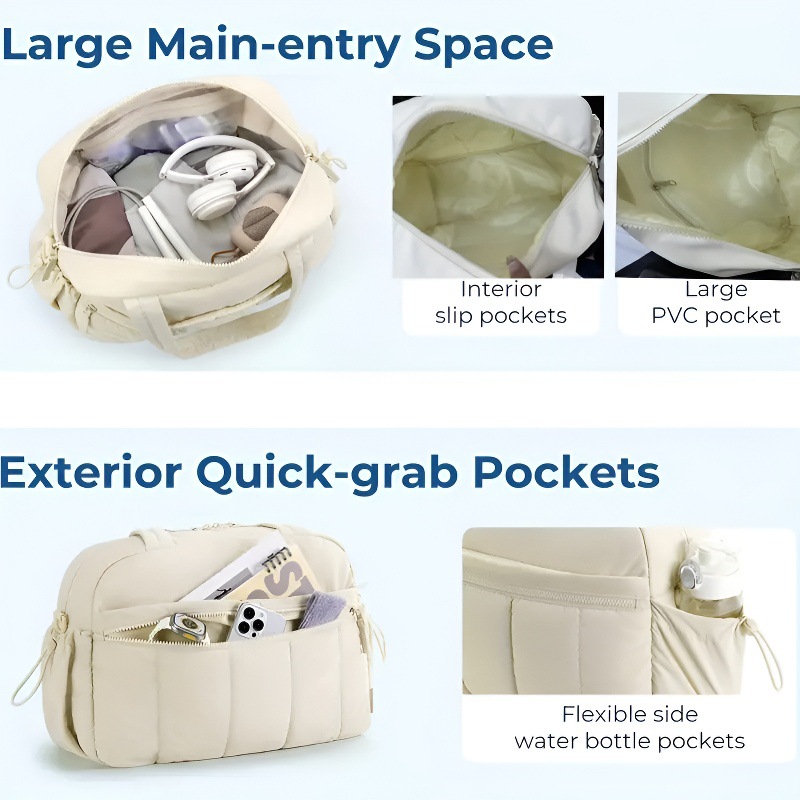 New Women's Nylon Tote Bag Large Capacity Travel Bag Portable Handbag Gym Bag Fashion Hand-Carry Bag - Thumbnail 2