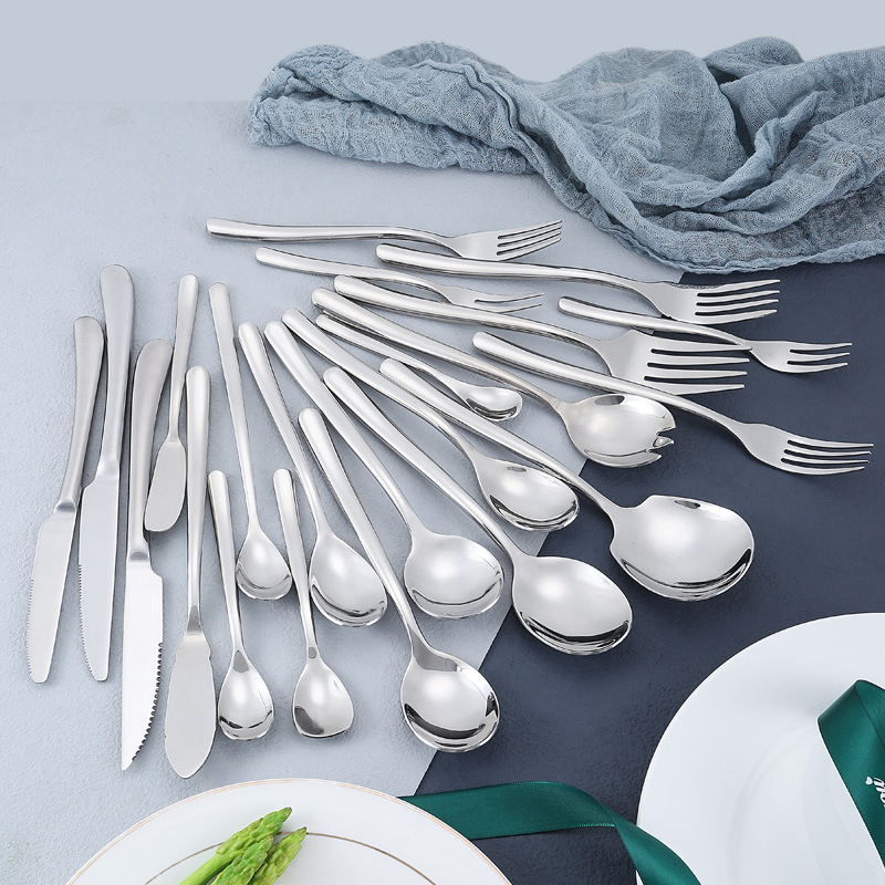 Amazon Moonlight Acero inoxidable vajilla occidental cuchillo, tenedor y cuchara restaurante comida occidental cuchara tenedor agitación café postre cuchara