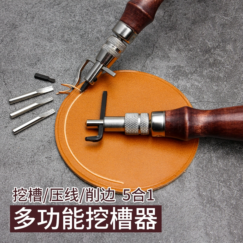 9LA3DIY ручной кожаный многофункциональный канавкорез с регулировкой угла, канавкорез, утюжок для кромки, резак — пять функций