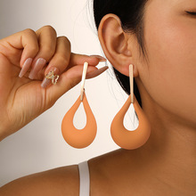 亚马逊时尚女式新款百搭气质小众水滴镂空扇形大耳环耳饰厂家直销