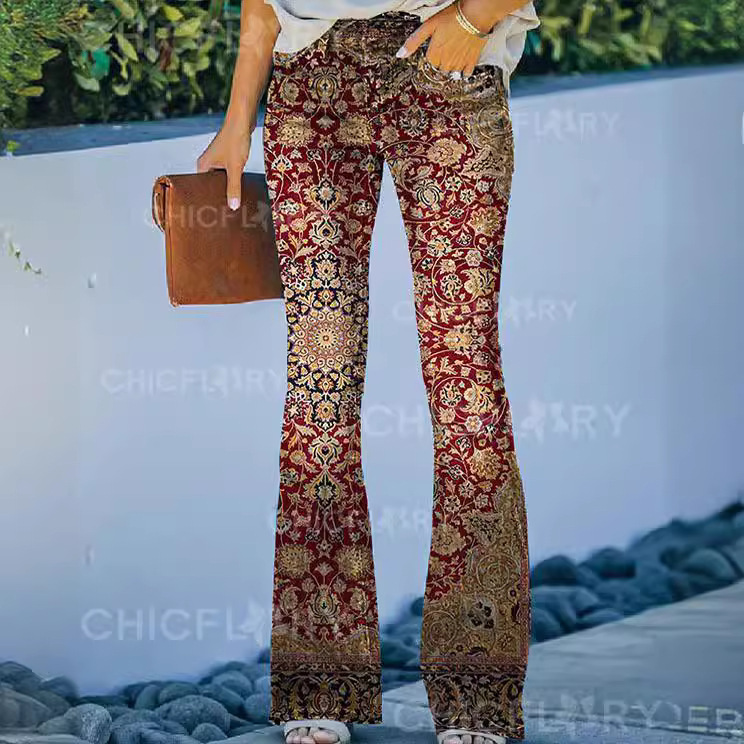 3D 260g Twill 2022 Women Jeans Cross Border Wish Women Peacock Pattern Casual Pants Trousers