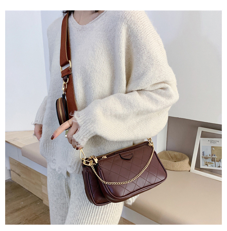 Fashion Three-in-one Chain Shoulder Messenger Small Square Bag Wholesale display picture 14