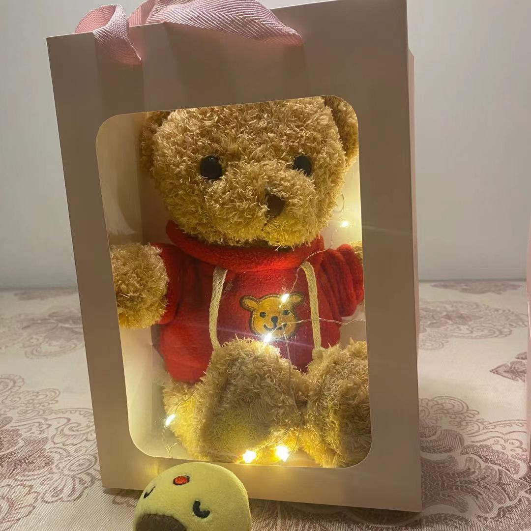 Flash Oso de Peluche de peluche de juguete con luz Oso muñeca caja de regalo muñeca de trapo oso muñeca regalo para niñas regalo de cumpleaños