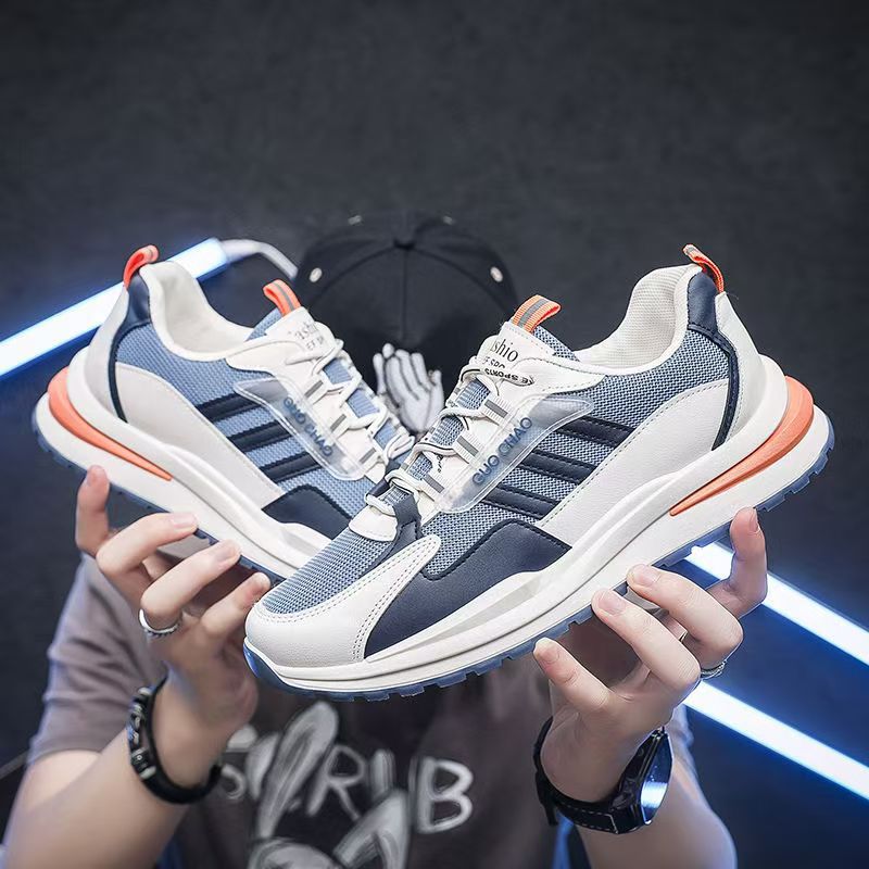 Zapatos deportivos de color rojo de moda de suela gruesa ligera al aire libre zapatos de corrida de malla al por mayor