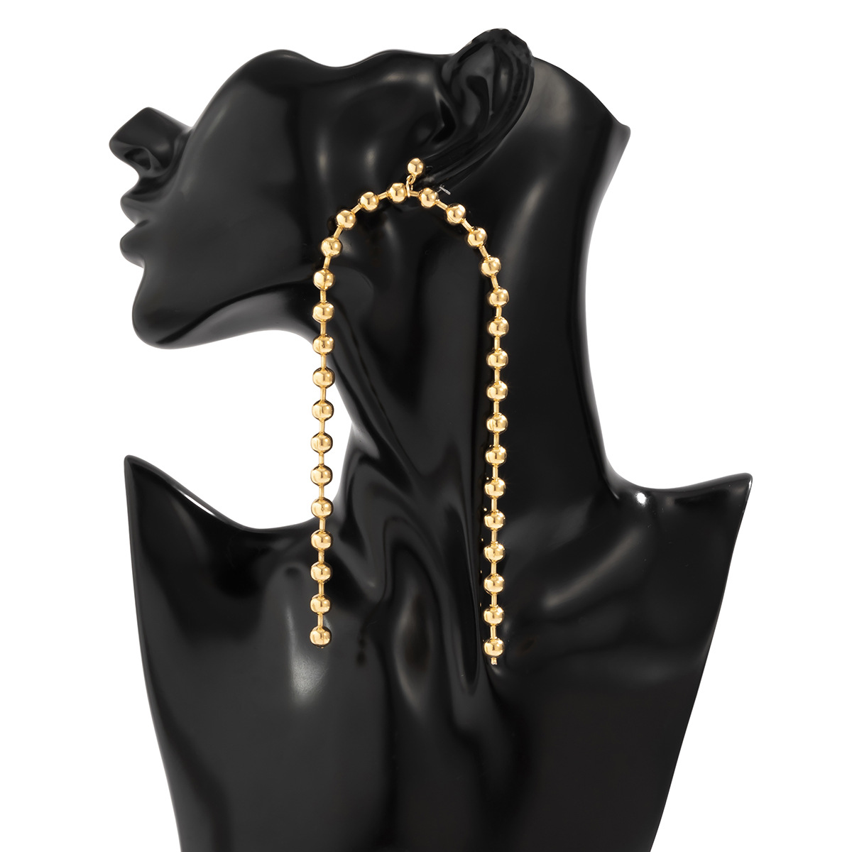 Fashion Punk Ball Bead Chain Geometric Tassel Long Metal Copper Earrings picture6