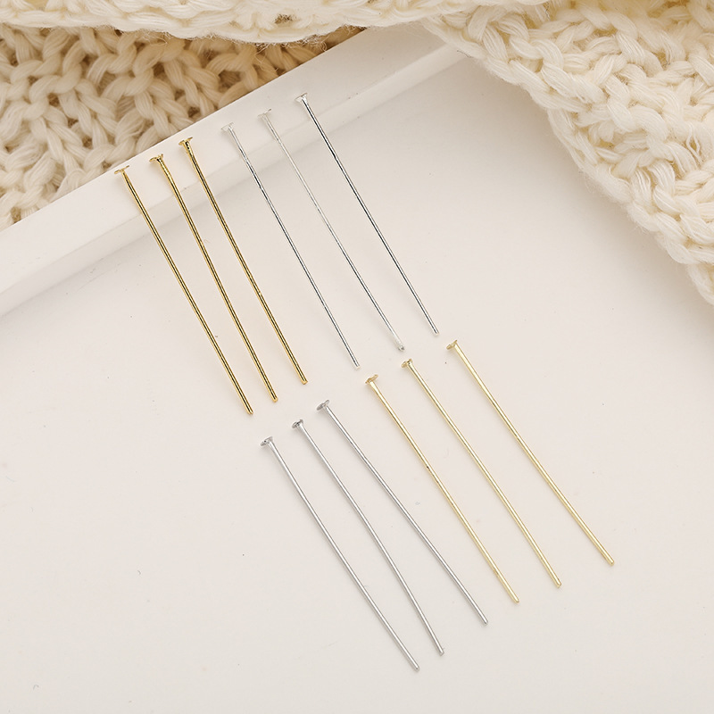 14k 18k real gold-plated T-pin flat head beads, real gold-plated color-retaining DIY handmade accessories and jewelry materials