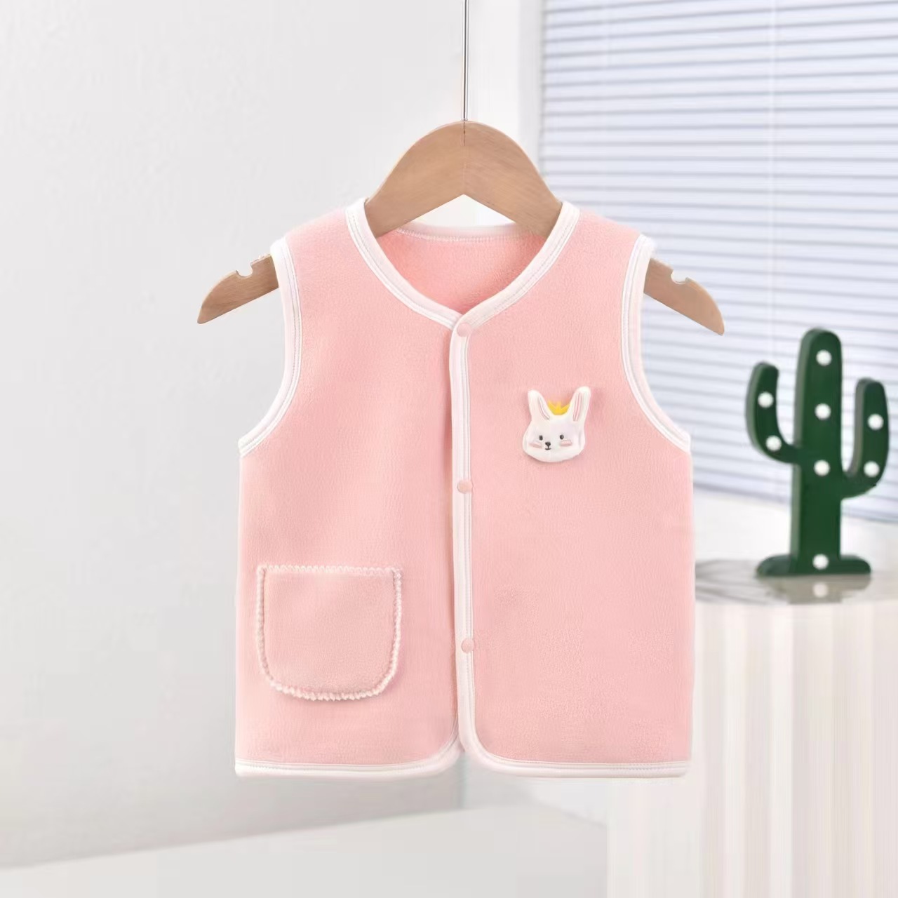 Otoño y invierno nuevo chaleco de terciopelo de gato caliente chaleco de terciopelo para niños y niñas, bebés de doble capa de terciopelo cardigan interior y exterior