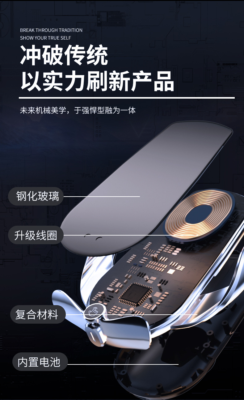 M4 Car Smart Wireless Magnetic 66W Fast Charging Mobile Phone Holder Infrared Sensor Electric Touch Opening and Closing Car Supplies