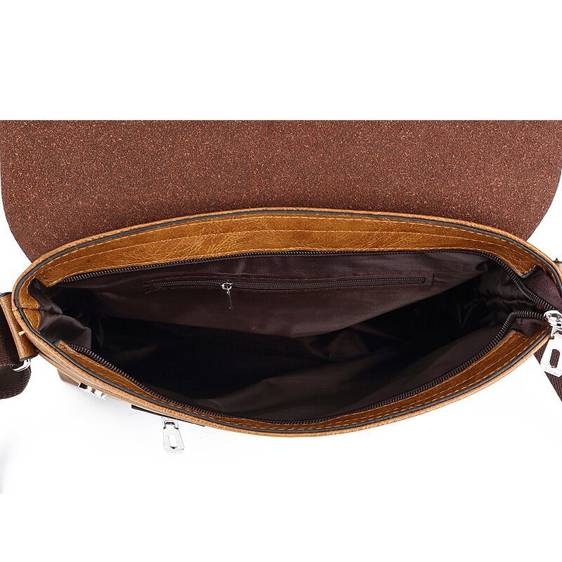 Men's official document bag business shoulder mesengers horizontal bag 5