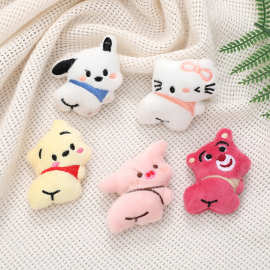 卡通头毛绒动物胸针公仔扭腰小熊小猫小狗小猪学生包包钥匙扣配件