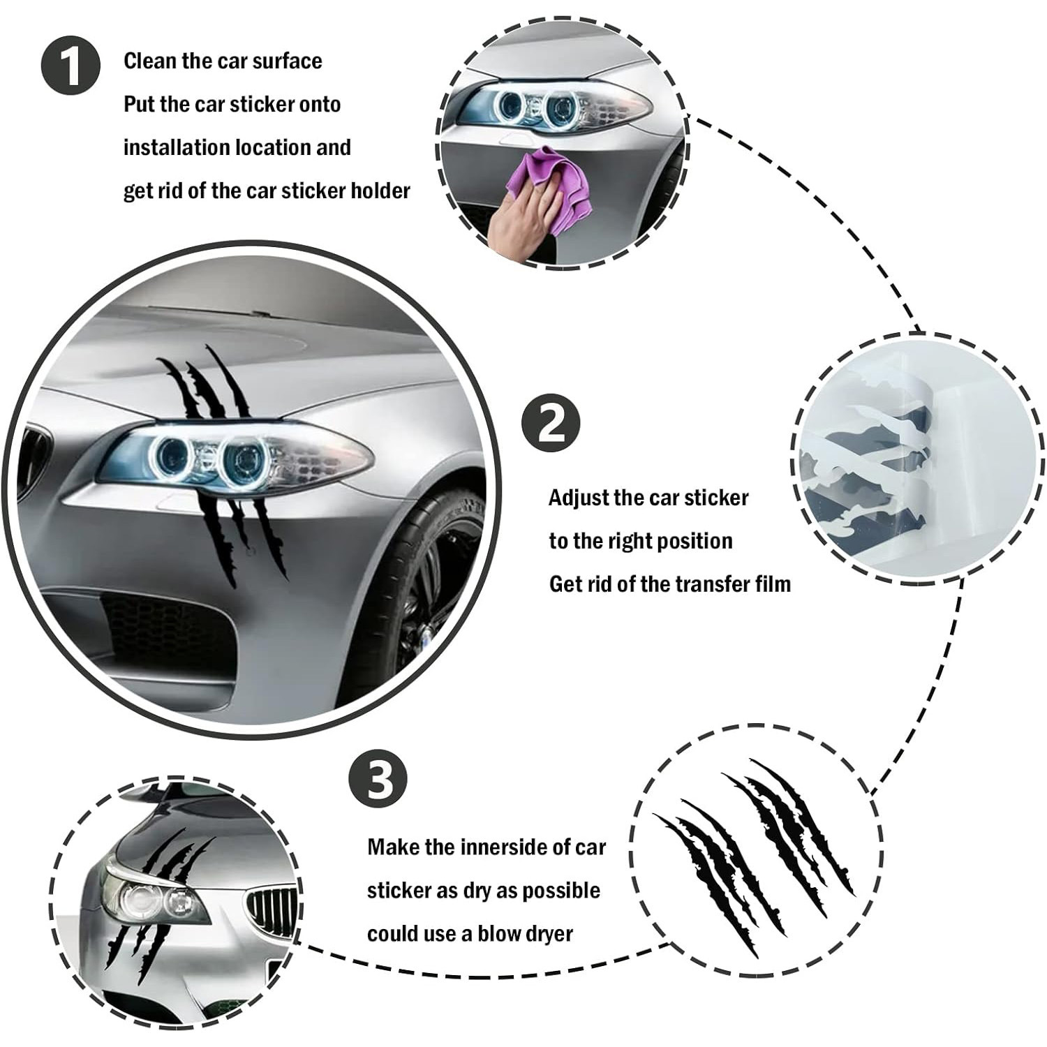 Autokrassticker, autokoplampsticker, gestreepte krassticker van vinyl_voghion.com