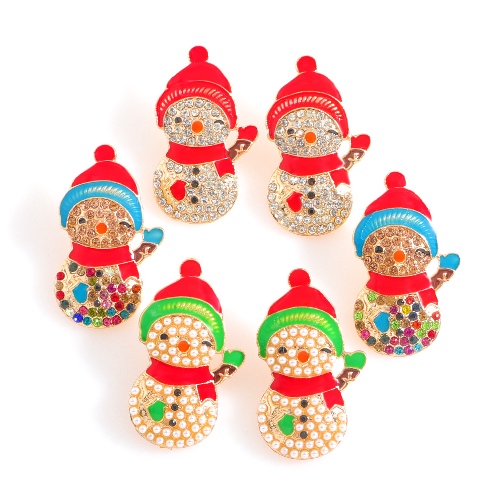 Christmas day earrings fashion new trend line alloy rhinestone shiny cartoon earrings