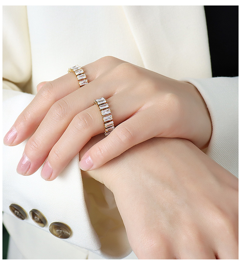 Fashion Tide Japanese Exquisite Zircon Index Finger Ring Tail Ring Stacking display picture 3