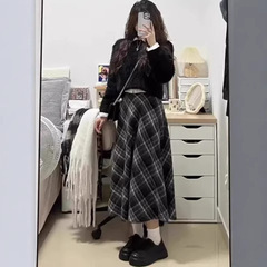 (毛はウエストファスナーを緩めています。) 百パートナースカートの半身スカートのレトロな中長タイプのヒップスカートのa字スカートの春秋冬