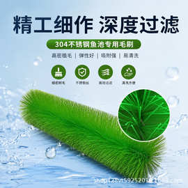 鱼缸过滤培菌毛刷鱼池不锈钢清洁刷水族箱高密过滤毛刷绿色水池刷