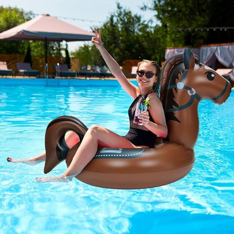 Надувной круг для бассейна, надувная лодка, ПВХ плот, коричневый конь, надувная лодка для пляжа, озера, вечеринки, декора