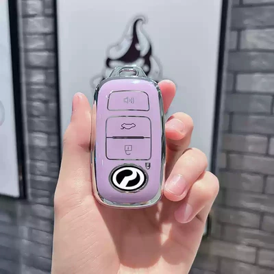 Car key bag | Cover Shell for Men and Women - beilu-model-b-smart-4-button-single-shell-purple-silver-number-plate