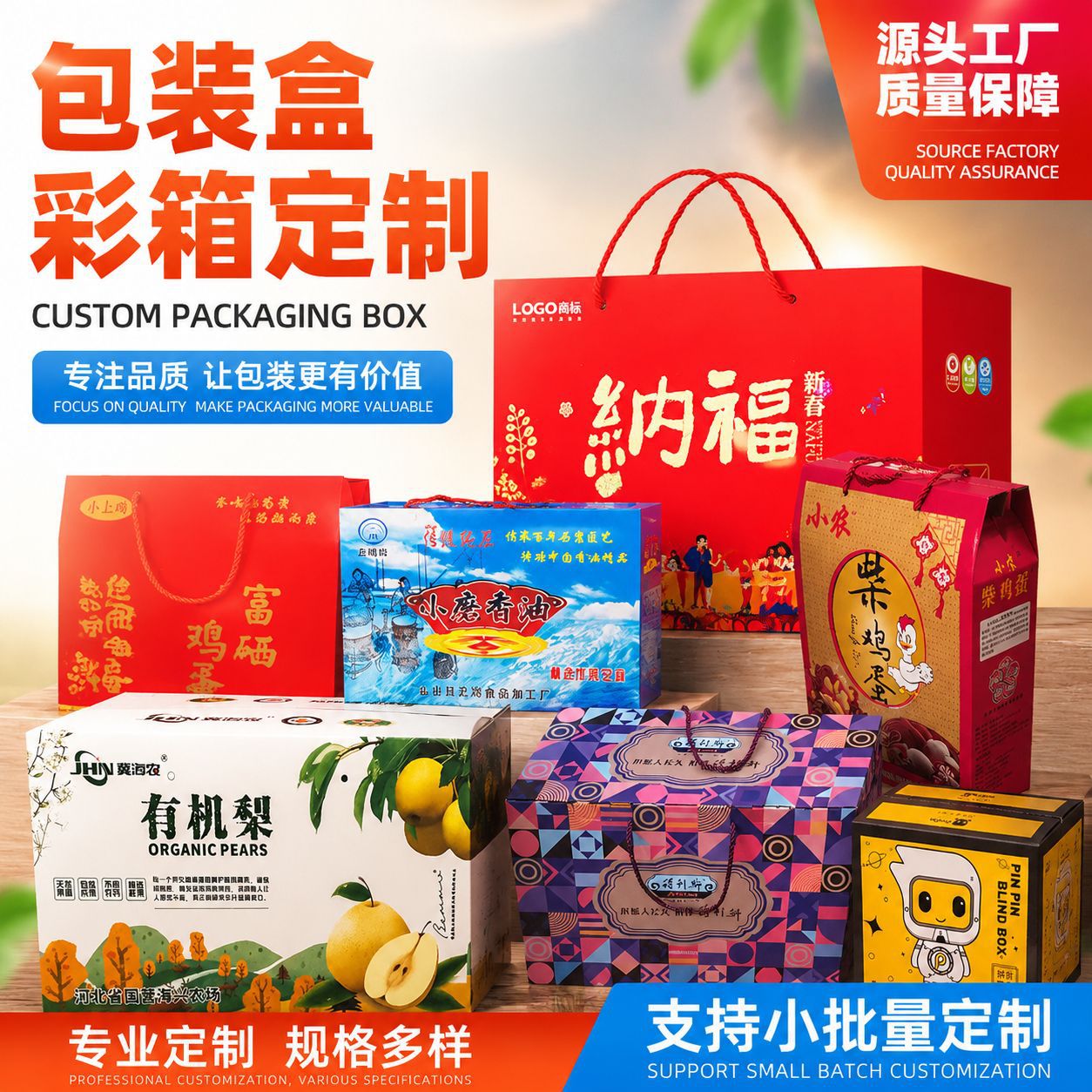厂家可印刷彩色纸箱礼盒抗压耐摔纸箱彩箱快递盒子牛皮纸水果礼盒