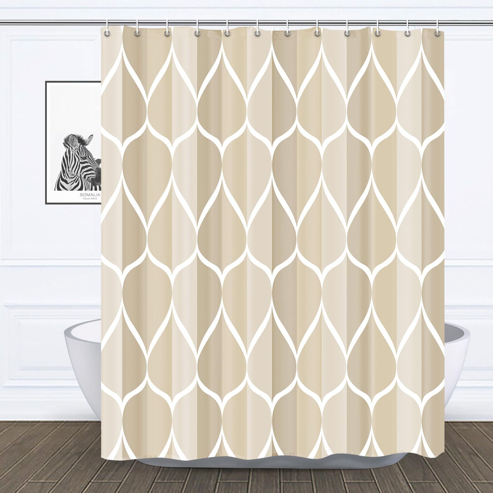 Waterdrop-pattern Digital-printed Thickened Waterproof Bathroom/shower Curtain, Polyester Bath Screen Divider For Hotels_voghion.com