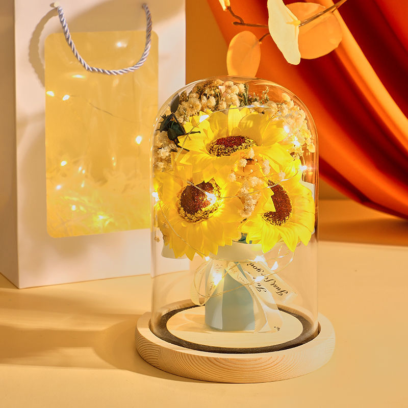 Simulación inmortal flor seca copa de vidrio ramo de flores acompañante regalo de decoración de escritorio para el hogar regalo de cumpleaños 520