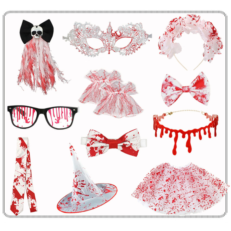 Amazon nuevo Halloween Bloodstain Horror Costume Fantasmas Feast Witch Party Accessories Disfraces de baile de maquillaje