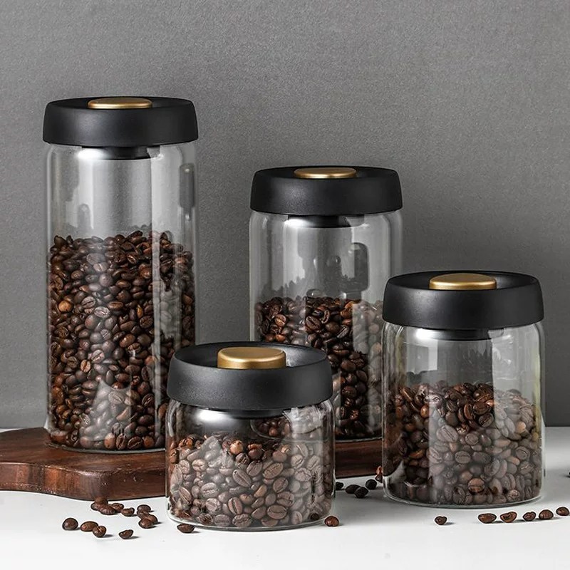 Wholesale vacuum-sealed glass jars for coffee beans, high borosilicate glass storage containers for storing and preserving tea