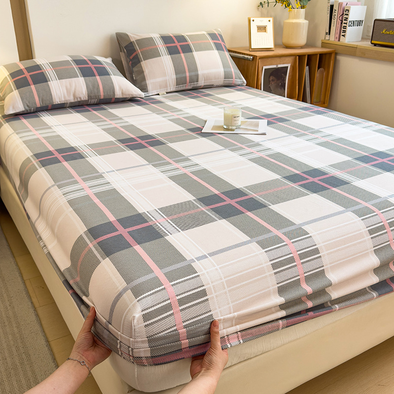 Funda de cama cepillada de algodón cubierta protectora de colchón de una sola pieza 2024 nueva funda de cama impresa para una sola persona para todas las estaciones