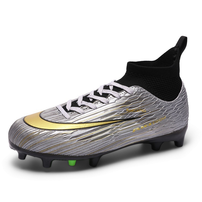 Zapatos de Fútbol de Caña Alta de Caucho Transpirables y Antideslizantes para Césped Natural y Artificial