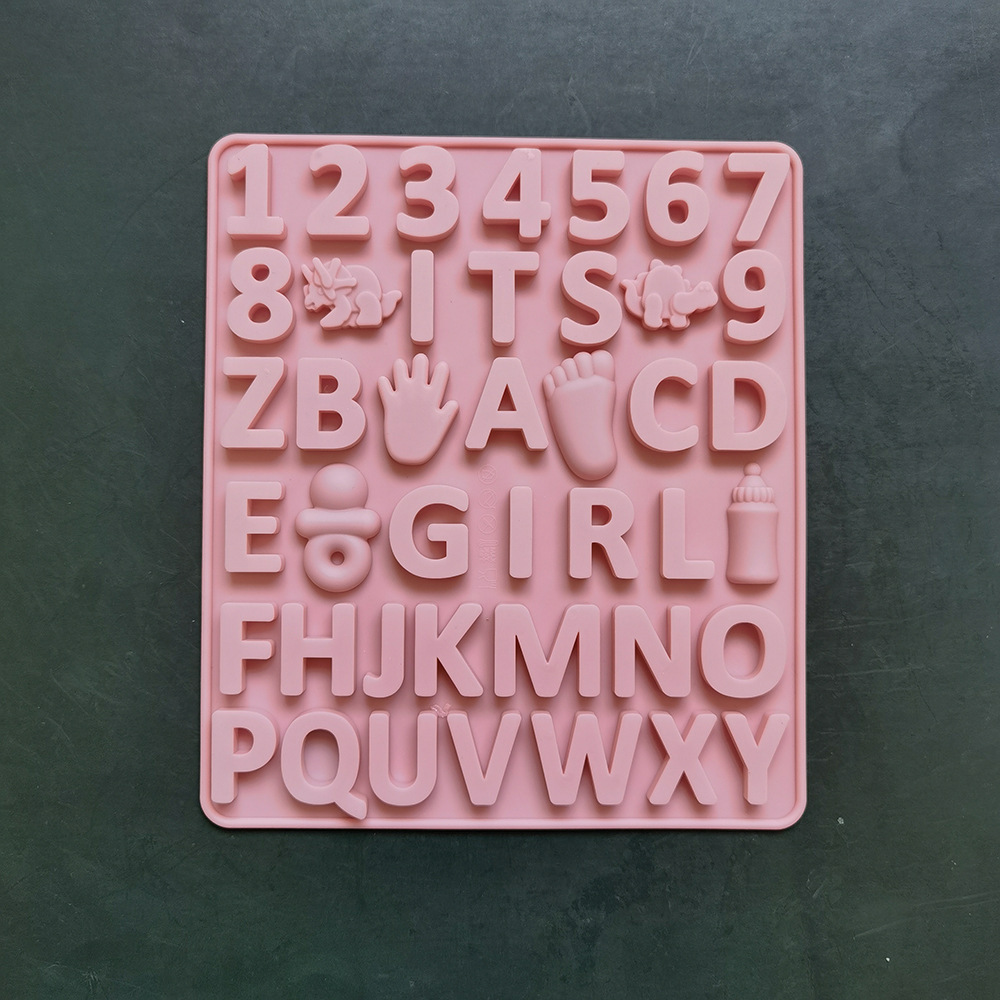Niña chocolate alfanumérico 1 molde de silicona pastel helado pudín molde de postre jabón utensilios de cocción