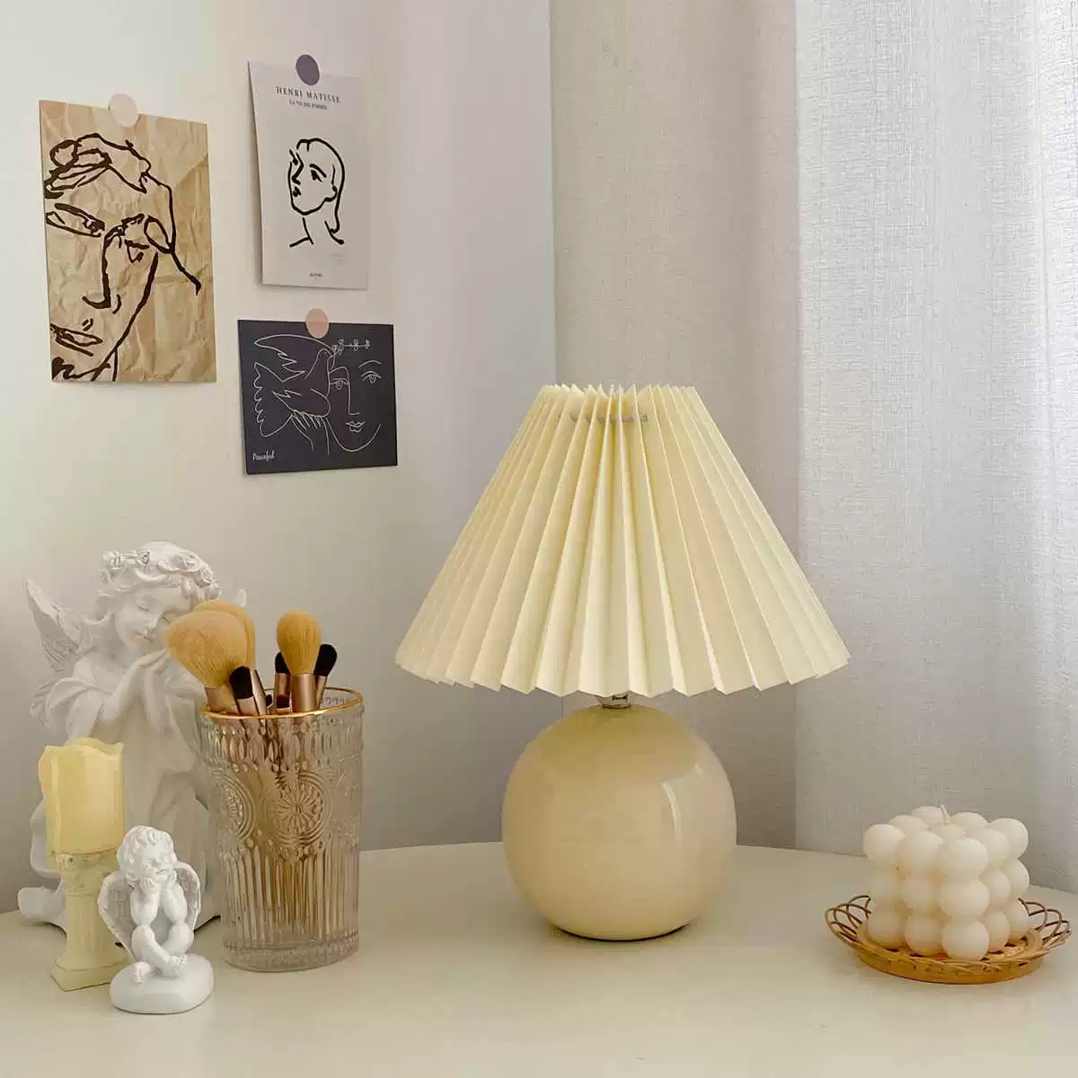 Скандинавская кремовая настольная лампа для кровати, для кормления, интернет-знаменитость, стиль светлой роскоши