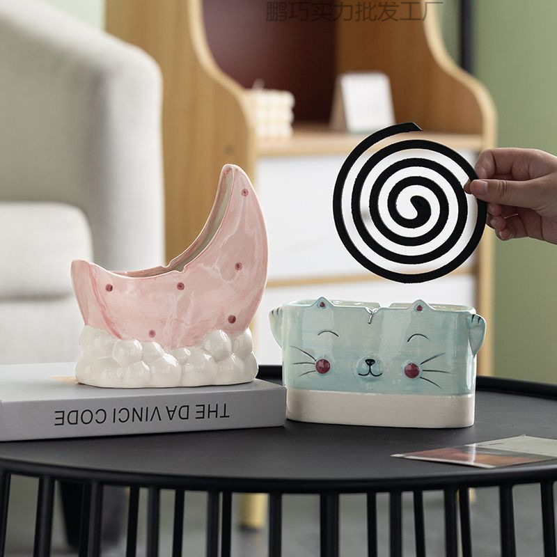 クリエイティブでかわいい蚊よけボックスセラミックインかわいいスタイル屋内家庭用新鮮な抗火傷シンプルで迅速な簡単なクリーニング|undefined