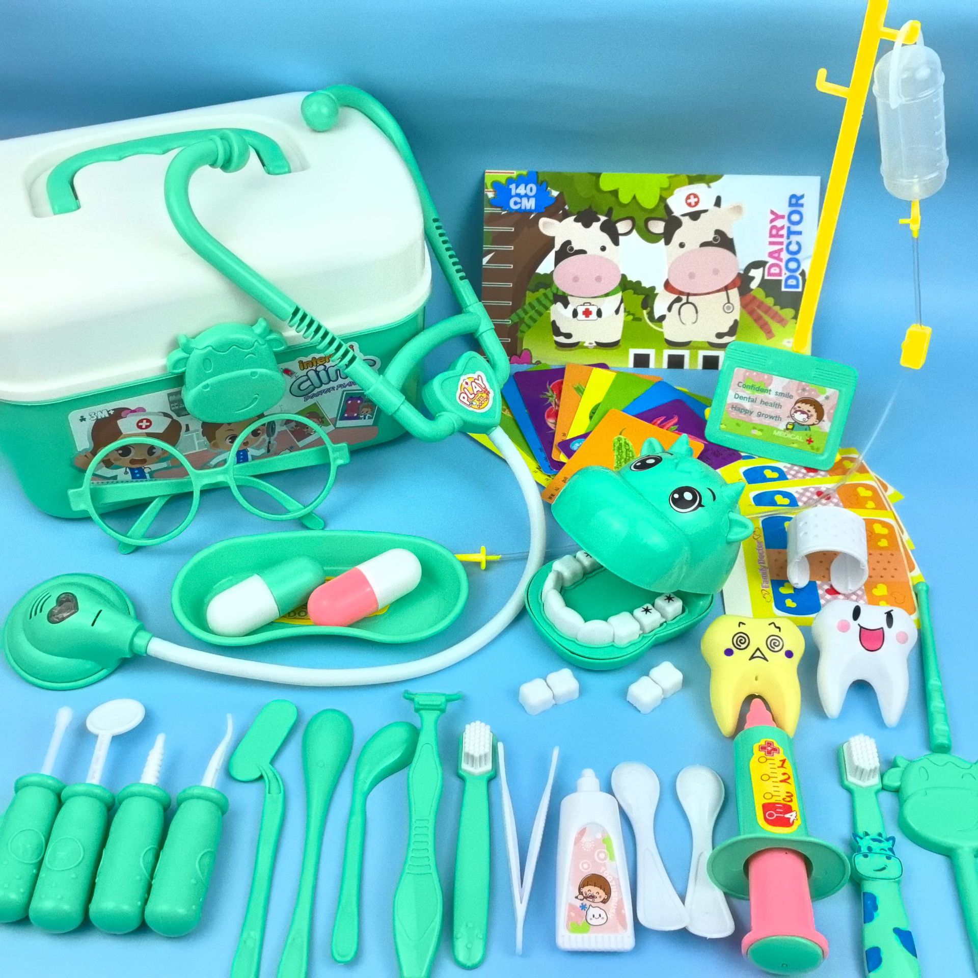 Fabricante directo para niños en casa médico juego de juguetes para niños y niñas simulación de juguetes de inyección estetoscopio caja médica