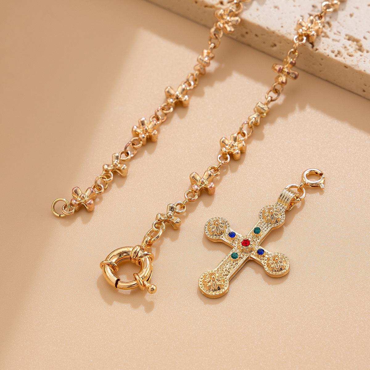 28g Weight Alloy Pendant Material Y-Necklace Classification Alloy Chain Material Tennis Chain Chain Type 1 Piece Quantity Holiday, Travel, Daily Occasion Alloy Material Cross Pattern All Seasons Season Women's Gender Plating Design Elegant Style Elegant Cross Alloy Tennis Chain Y-necklaces Wholesale 4