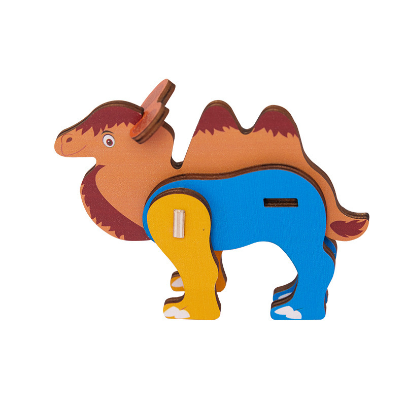 Venta al por mayor de madera 3D animal rompecabezas tridimensional bebé 2-3 años modelo animal educativo ensamblar bloques de construcción Juguetes