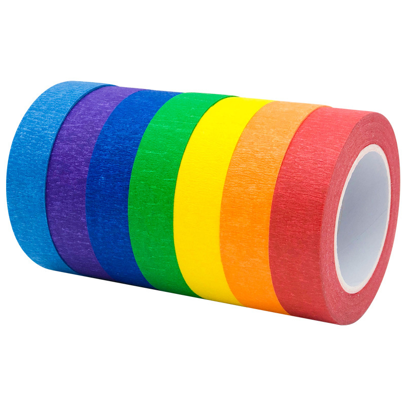 Cinta adhesiva de alta adherencia para autos, para enmascarar pintura en aerosol sin dejar rastro, para escribir para estudiantes, cinta de colores desprendible hecha a mano al por mayor.