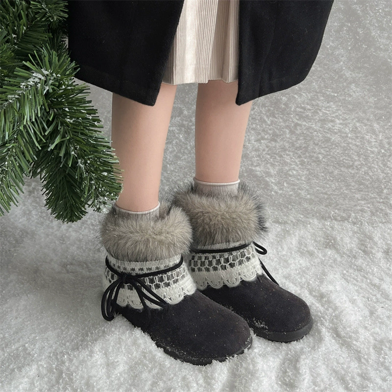 Утепленные женские зимние сапоги Yueyu fur all-in-one, новые зимние 2025 года, плюшевые тёплые хлопковые ботинки с мехом