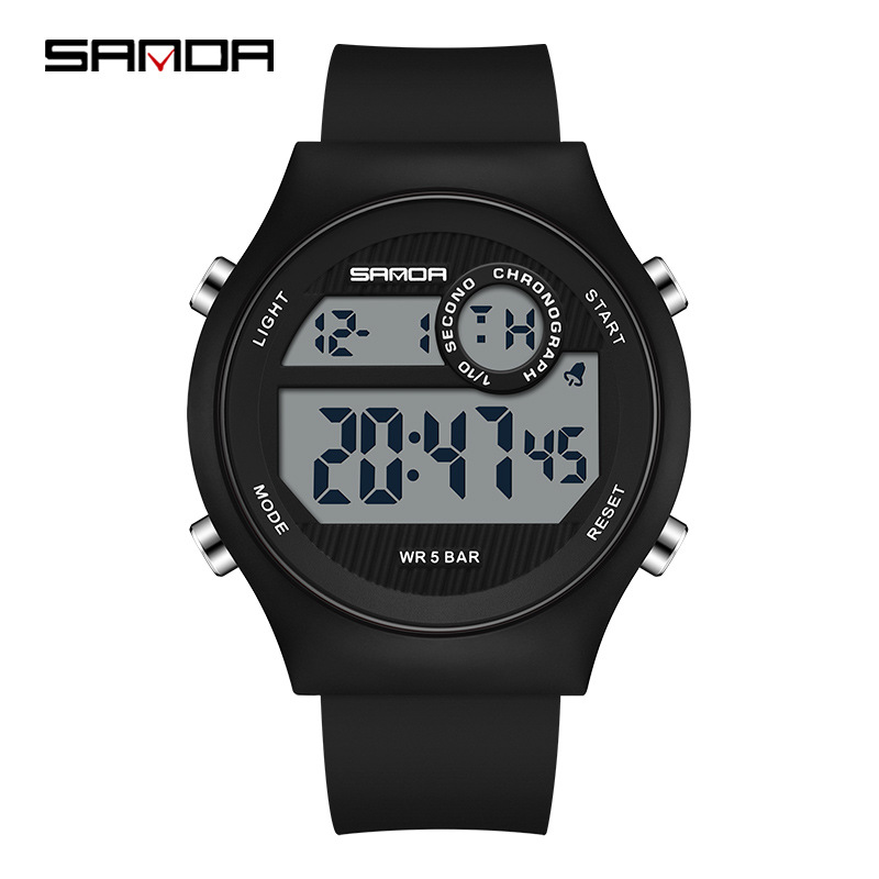 SANDA Sanda movimiento electrónico reloj electrónico de moda de estudiantes de secundaria secundaria reloj electrónico multifuncional luz nocturna reloj despertador estudiante reloj