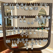 中古vintage锆石珍珠耳环轻奢高级感精致耳钉设计感小众耳饰批发