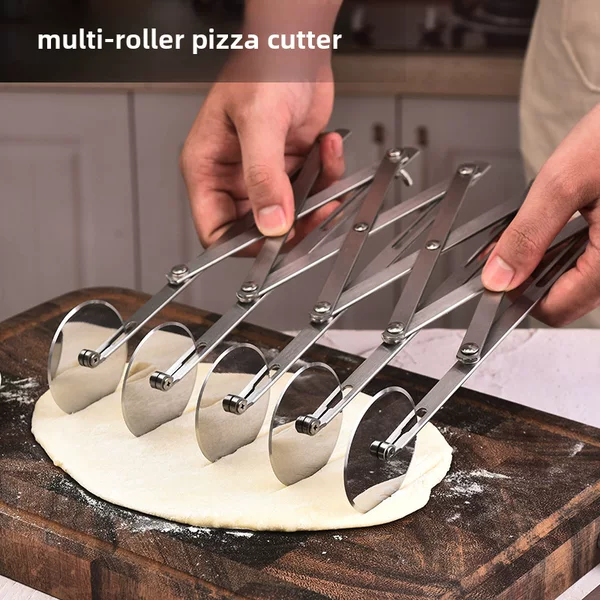 Multi-function pizza knife retractable multi-wheel oil stick knife roller knife pancake cutter single-head stainless steel noodle cutter in stock