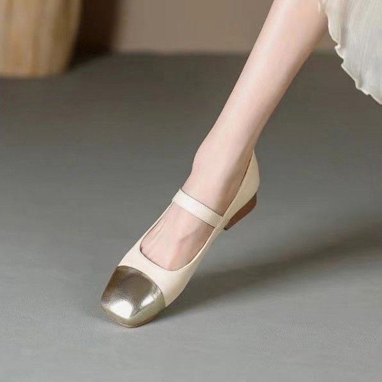 Xiaoxiaoxiang zapatos de viento para mujeres 2026 verano y otoño nuevos zapatos de granja retrógrados de tacón grueso de estilo francés zapatos de tacones altos y bajos poco profundos zapatos de noche