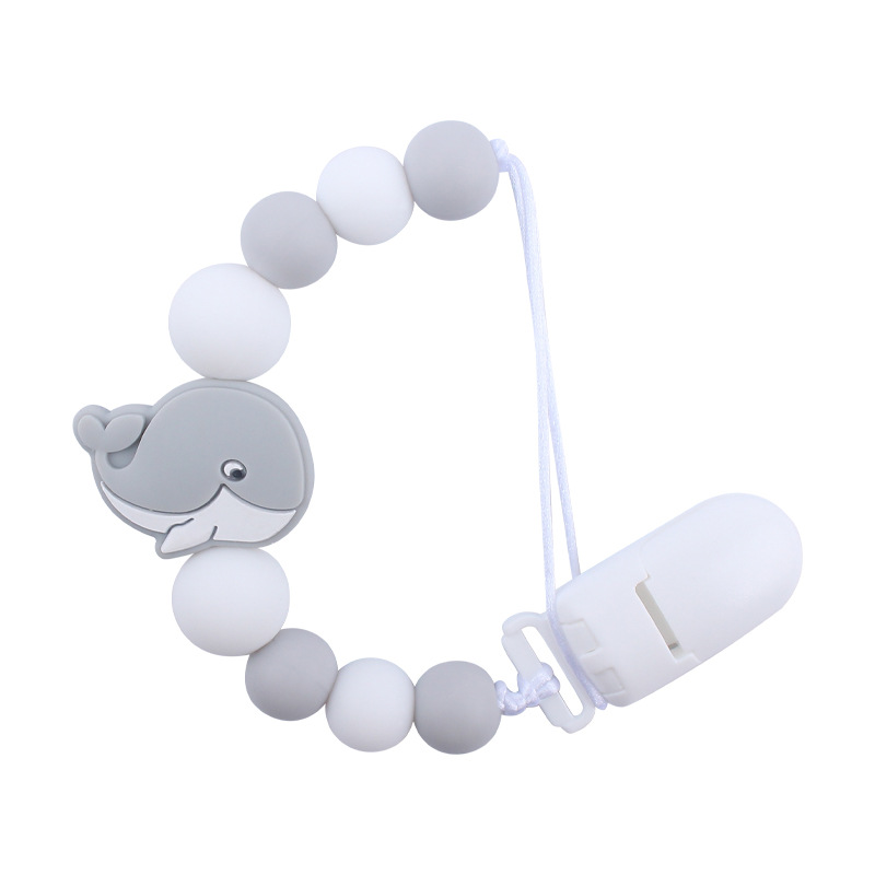 Bebés calmar la cadena de tetas creativas bebés dibujos animados animales ballenas de silicona mordida de dientes molares anti-caída cadena nueva
