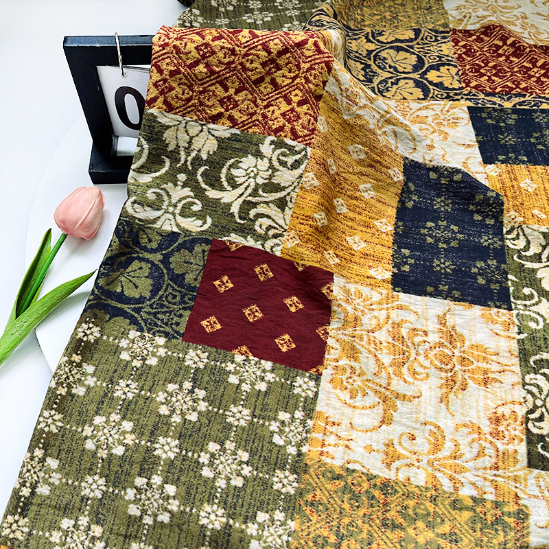 Ethnic Patchwork New Chinese Style Digital Printed Fabric Brocade Cotton Fabric Cheongsam Dress Top Han Dynasty Fabric